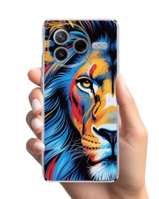 Etui do Xiaomi POCO F7 Pro przeźroczyste, silikonowe Flexi, Dzika Mandala, Lwie spojrzenie