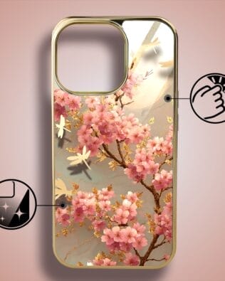 Etui do iPhone 16 Pro IBIZU Elite Glass z MagSafe Magia Azji, Taniec sakury, złote