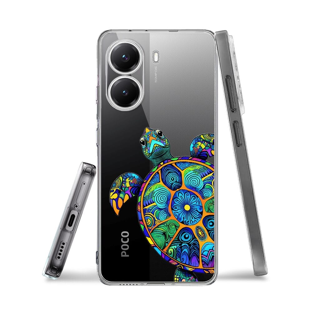 Etui do Xiaomi POCO X7 Pro przeźroczyste, silikonowe Flexi, Dzika Mandala, Żółw - obrazek 3