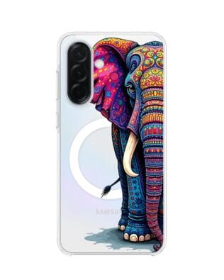 Etui do Samsung Galaxy A36 5G z MagSafe przeźroczyste, silikonowe Flexi, Dzika Mandala, Słoń