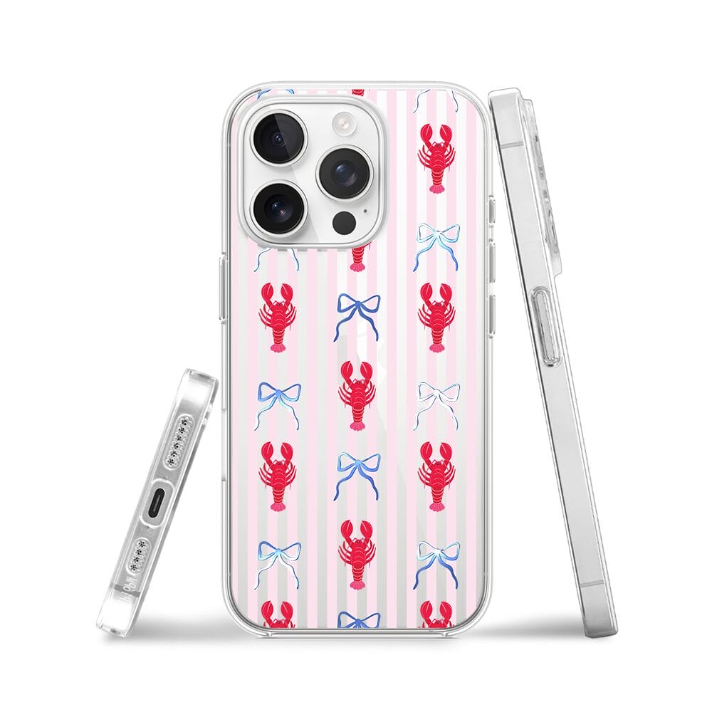 Etui do iPhone 14 Pro przeźroczyste, silikonowe Flexi, krab i kokardki - obrazek 3