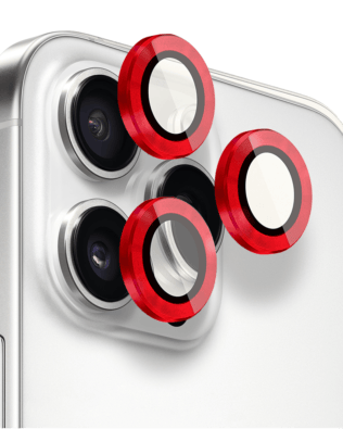 Metalowa osłona obiektywu aparatu ze szkła hartowanego 9H do iPhone 16 Pro Max, 1 zestaw, czerwona