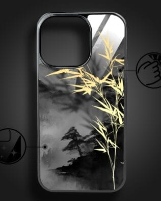 Etui do iPhone 16 Pro IBIZU Elite Glass z MagSafe Magia Azji, Złoty bambus, czarne