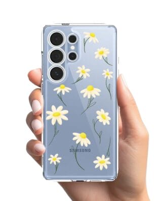 Etui do Samsung Galaxy S25 Ultra przeźroczyste, silikonowe Flexi, stokrotki