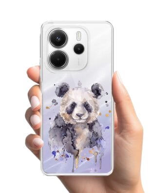 Etui do Xiaomi Redmi Note 14 4G przeźroczyste, silikonowe Flexi, Akwarelowe Zoo, Panda