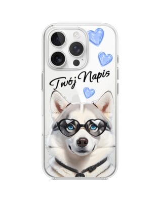Etui do iPhone 14 Pro Max przeźroczyste, silikonowe Flexi, Puppy Love, pies rasy Husky