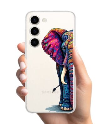 Etui do Samsung Galaxy S23 FE 5G przeźroczyste, silikonowe Flexi, Dzika Mandala, Słoń