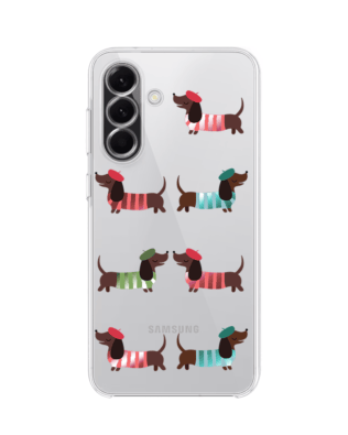 Etui do Samsung Galaxy A56 5G przeźroczyste, silikonowe Flexi, jamnik w Paryżu