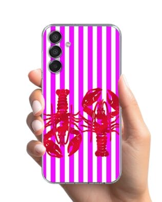 Etui do Samsung Galaxy M15 5G przeźroczyste, silikonowe Flexi, kraby z różowymi paskami