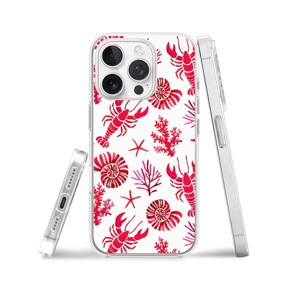 Etui do iPhone 13 Pro przeźroczyste, silikonowe Flexi, krab, muszle - obrazek 3