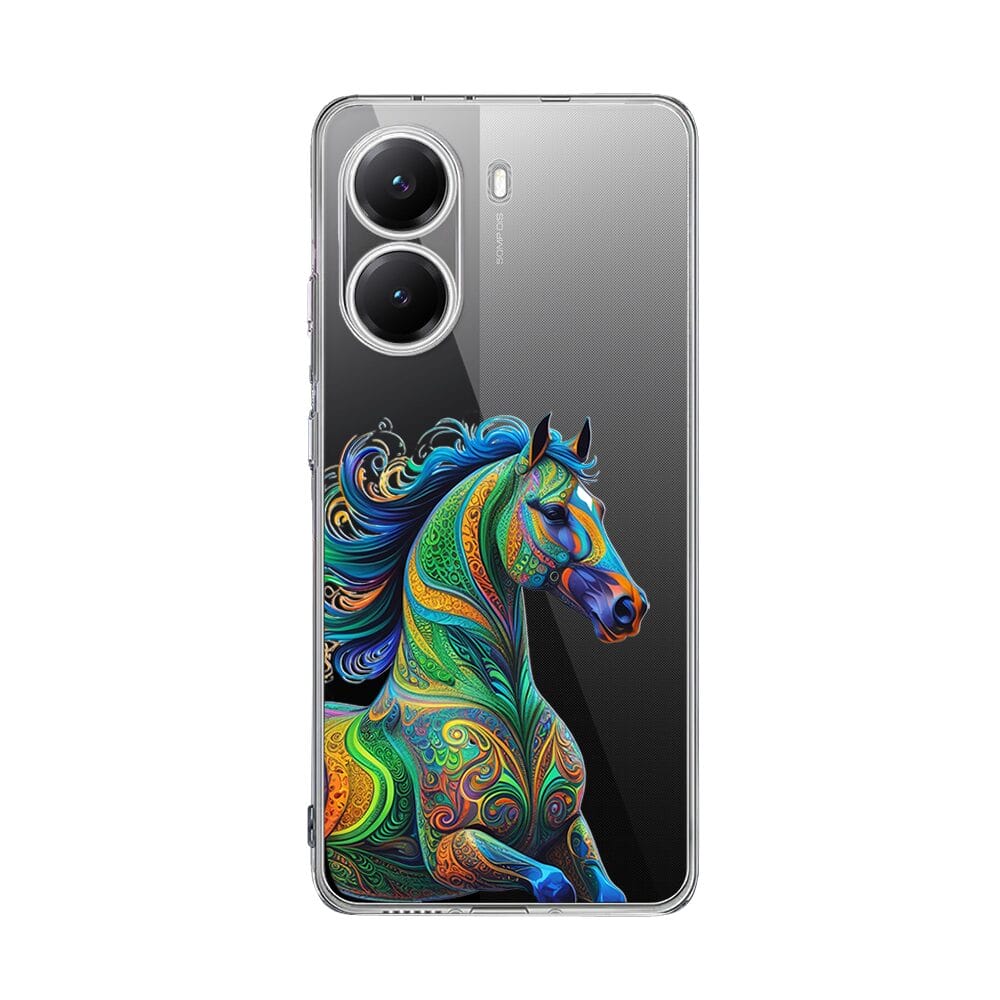 Etui do Xiaomi POCO X7 Pro przeźroczyste, silikonowe Flexi, Dzika Mandala, Koń
