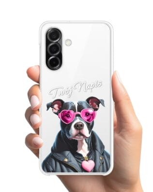 Etui do Samsung Galaxy A26 5G przeźroczyste, silikonowe Flexi, Puppy Love, pies rasy Amstaff
