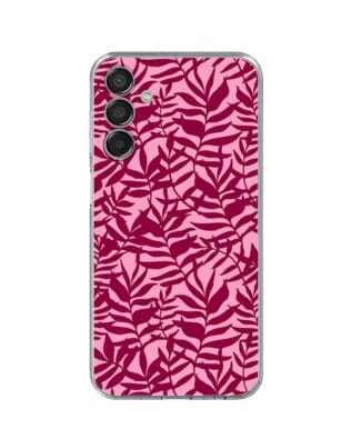 Etui do Samsung Galaxy M15 5G przeźroczyste, silikonowe Flexi, bordowe liście