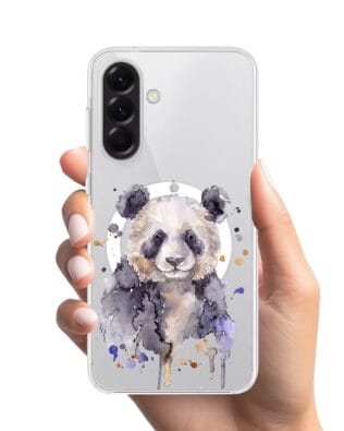 Etui do Samsung Galaxy A56 5G z MagSafe przeźroczyste, silikonowe Flexi, Akwarelowe Zoo, Panda