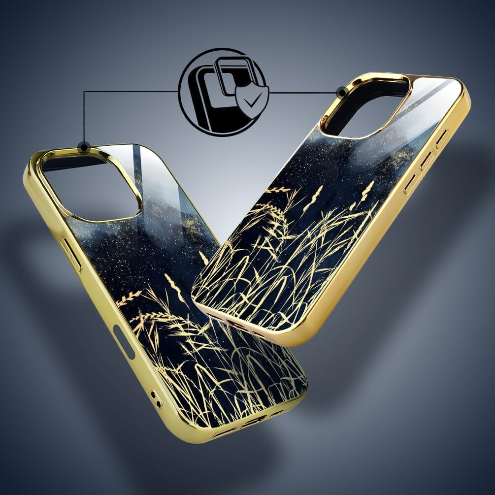 Etui do iPhone 16 Pro Max IBIZU Elite Glass z MagSafe Kwiaty, Złote trawy o zmierzchu, złote - obrazek 3