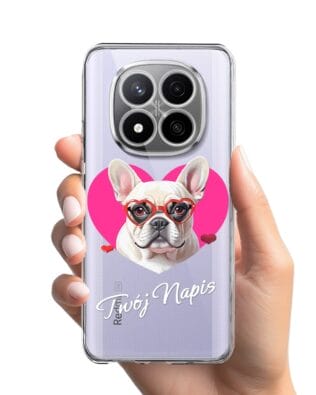 Etui do Xiaomi Redmi Note 14 Pro 4G przeźroczyste, silikonowe Flexi, Puppy Love, pies rasy Buldog Francuski