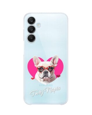 Etui do Samsung Galaxy M35 5G przeźroczyste, silikonowe Flexi, Puppy Love, pies rasy Buldog Francuski