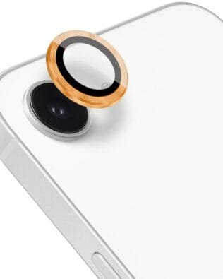 Metalowa osłona obiektywu aparatu ze szkła hartowanego 9H do iPhone 16e, 1 zestaw, pomarańczowa