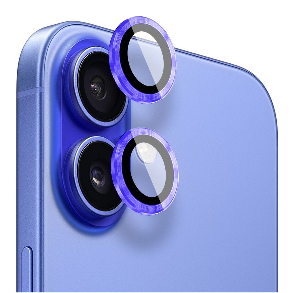 Metalowa osłona obiektywu aparatu ze szkła hartowanego 9H do iPhone 16, 1 zestaw, ultramaryna - obrazek 2