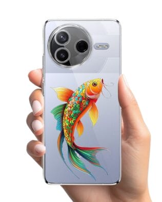 Etui do Xiaomi POCO F7 Pro przeźroczyste, silikonowe Flexi, Dzika Mandala, Złota ryba