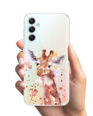 Etui do Samsung Galaxy A34 5G przeźroczyste, silikonowe Flexi, Akwarelowe Zoo, Żyrafa