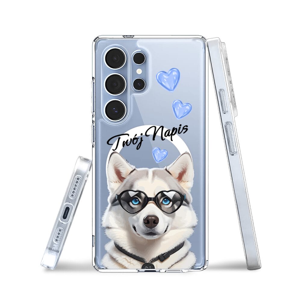 Etui do Samsung Galaxy S25 Ultra z MagSafe przeźroczyste, silikonowe Flexi, Puppy Love, pies rasy Husky - obrazek 3
