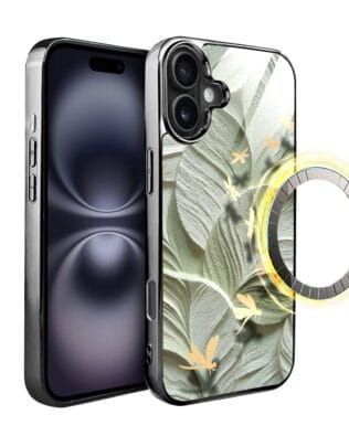 Etui do iPhone 16 Plus IBIZU Elite Glass z MagSafe Kwiaty, Taniec ważek, czarne