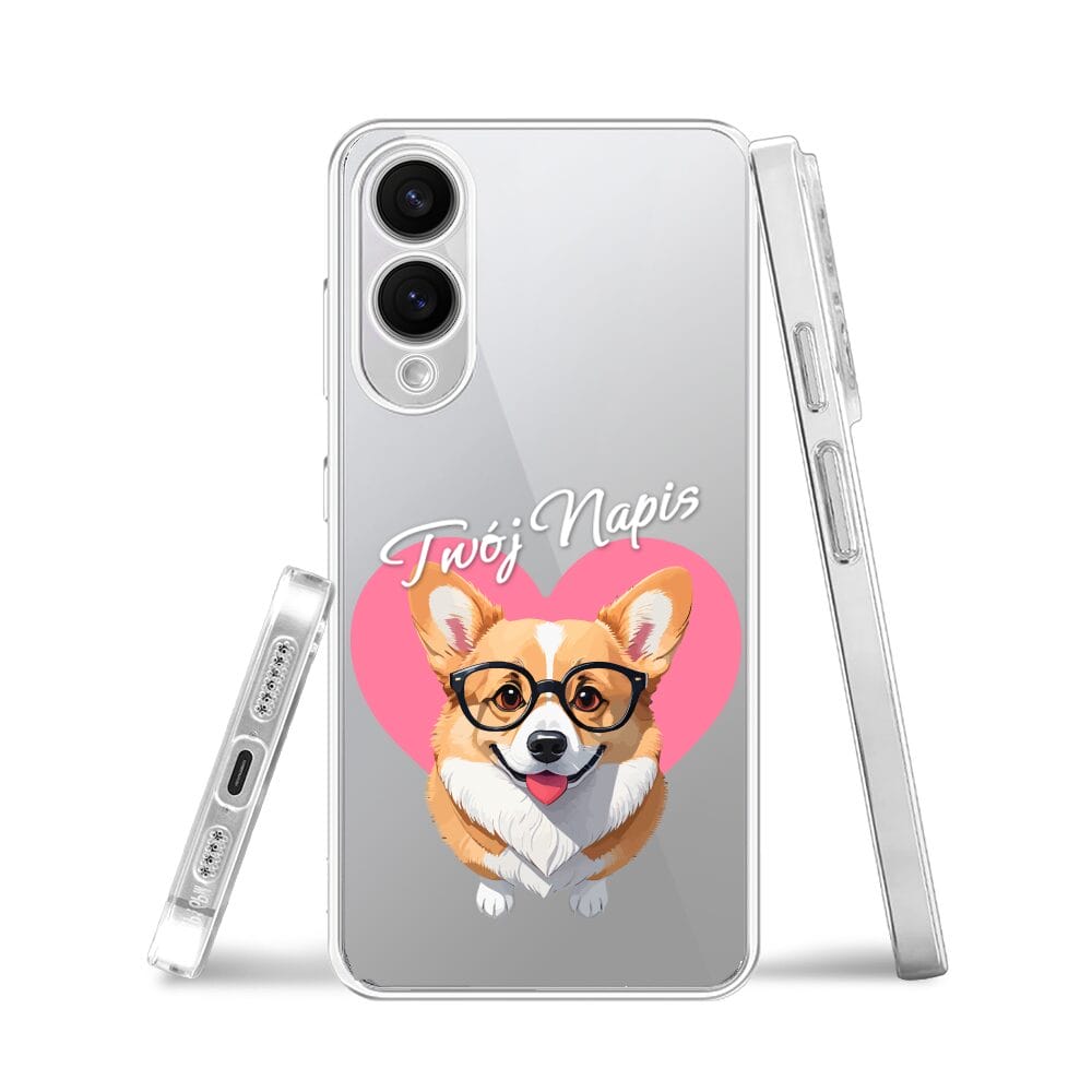 Etui do Samsung Galaxy S25 Edge przeźroczyste, silikonowe Flexi, Puppy Love, pies rasy Corgi - obrazek 3