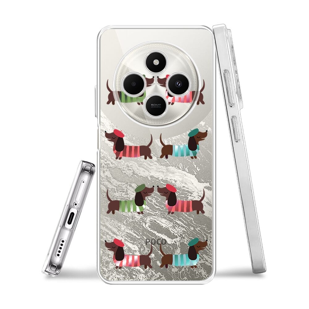 Etui do Xiaomi POCO C75 przeźroczyste, silikonowe Flexi, jamnik w Paryżu - obrazek 3