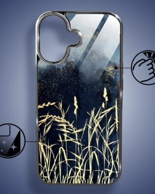 Etui do iPhone 16 Plus IBIZU Elite Glass z MagSafe Kwiaty, Złote trawy o zmierzchu, czarne