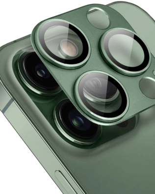 Metalowa osłona na cały aparat z wbudowanymi szkłami do iPhone 13 Pro, zielona