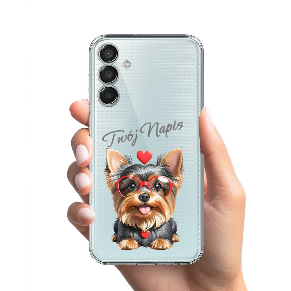 Etui do Samsung Galaxy M15 5G przeźroczyste, silikonowe Flexi, Puppy Love, pies rasy York - obrazek 2