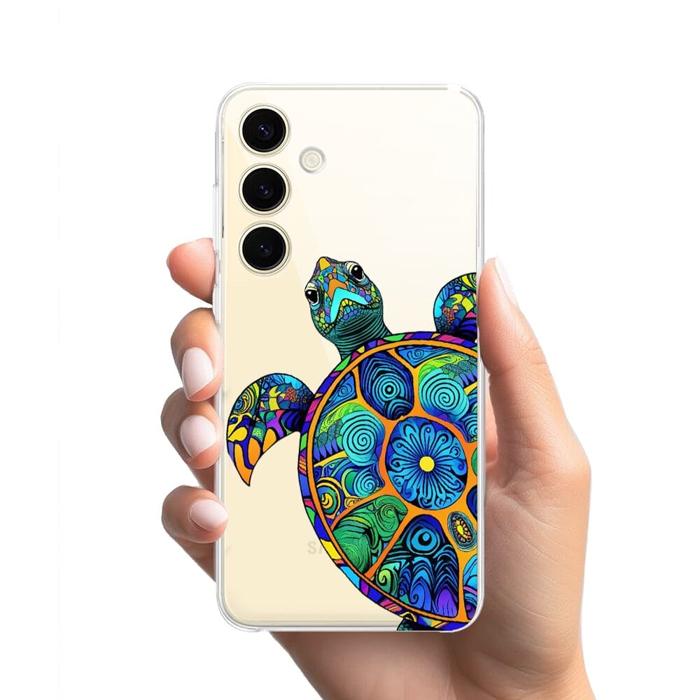 Etui do Samsung Galaxy S24 przeźroczyste, silikonowe Flexi, Dzika Mandala, Żółw - obrazek 2