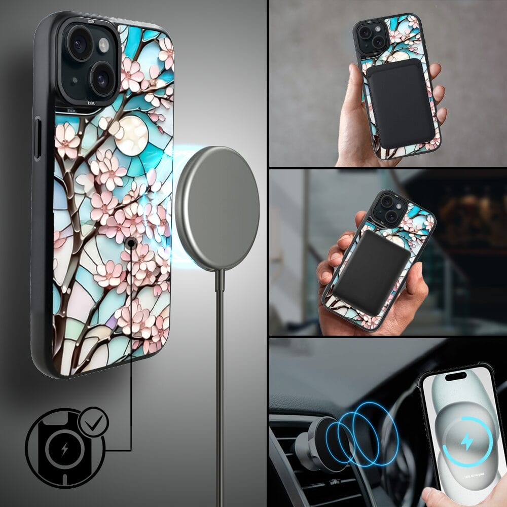 Etui do iPhone 15 IBIZU DropGuard Matt z MagSafe, Barwy Szkła, Księżycowa Wiśnia - obrazek 8