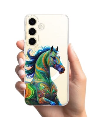 Etui do Samsung Galaxy S24 Plus z MagSafe przeźroczyste, silikonowe Flexi, Dzika Mandala, Koń