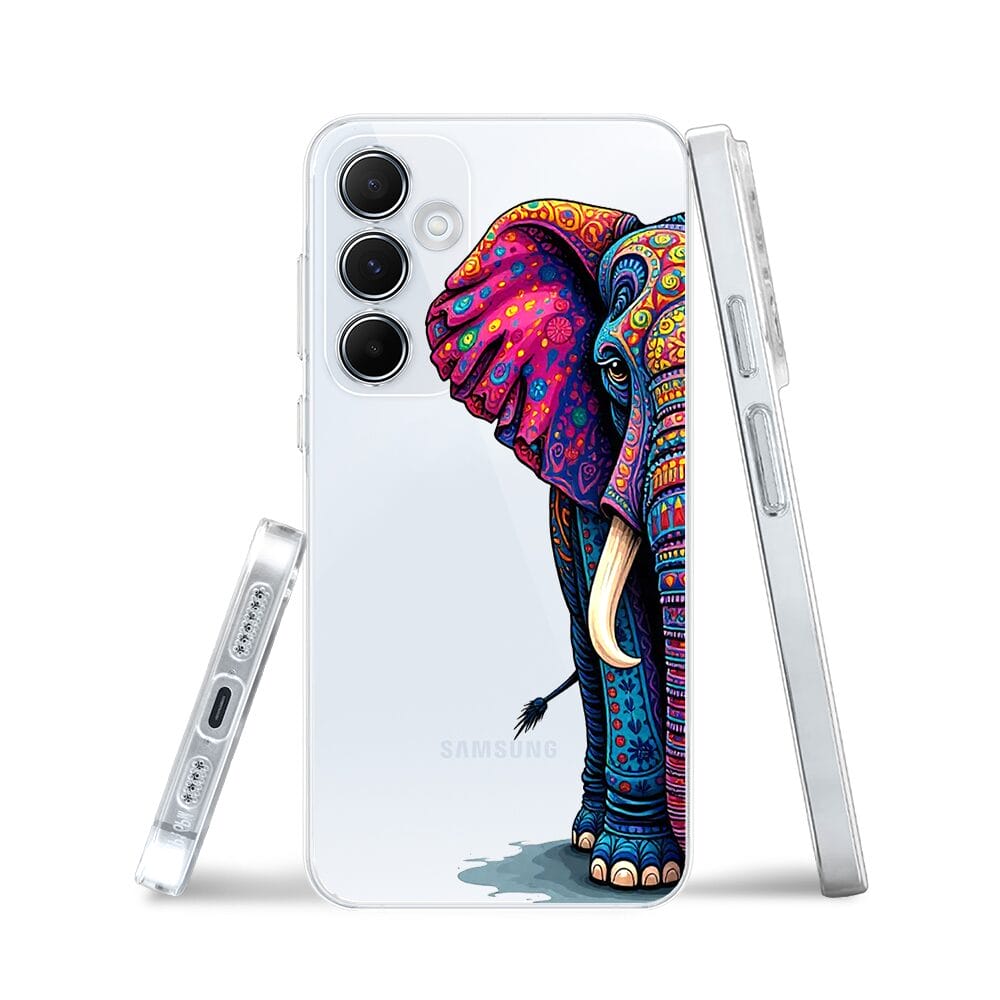 Etui do Samsung Galaxy M35 5G przeźroczyste, silikonowe Flexi, Dzika Mandala, Słoń - obrazek 3