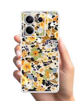 Etui do Xiaomi Redmi Note 13 Pro 5G przeźroczyste, silikonowe Flexi, malowane kwiatki