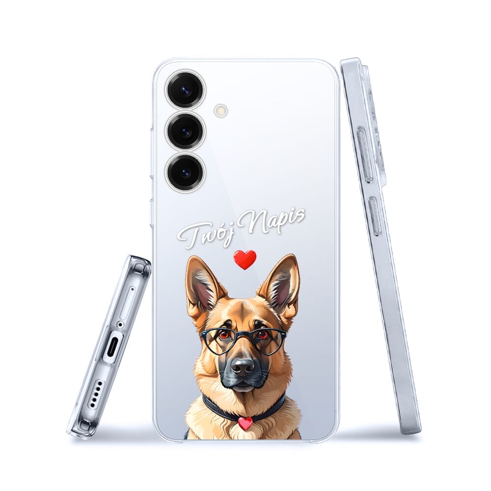 Etui do Samsung Galaxy S25 Plus przeźroczyste, silikonowe Flexi, Puppy Love, pies rasy Owczarek Niemiecki - obrazek 3