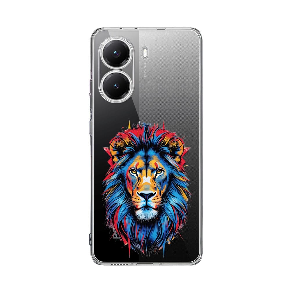 Etui do Xiaomi POCO X7 Pro przeźroczyste, silikonowe Flexi, Dzika Mandala, Lew