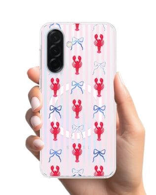 Etui do Samsung Galaxy A36 5G z MagSafe przeźroczyste, silikonowe Flexi, krab i kokardki