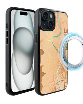 Etui do iPhone 15 IBIZU DropGuard Matt z MagSafe, Mapy Świata, Rome