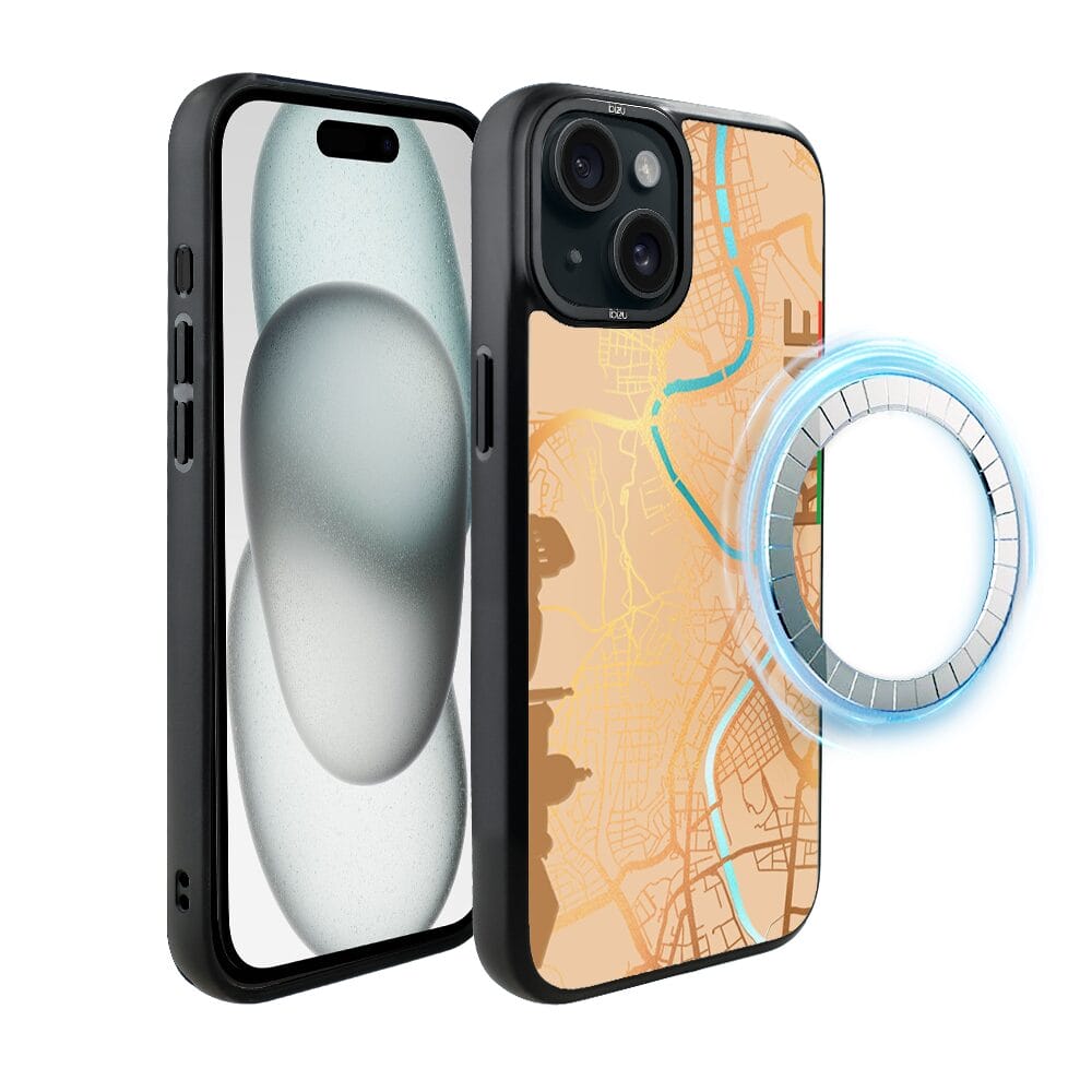 Etui do iPhone 15 IBIZU DropGuard Matt z MagSafe, Mapy Świata, Rome