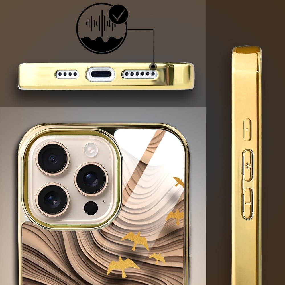 Etui do iPhone 16 Pro IBIZU Elite Glass z MagSafe Zwierzęta, Piaskowa odyseja, złote - obrazek 4