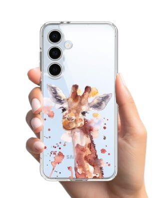 Etui do Samsung Galaxy S24 FE przeźroczyste, silikonowe Flexi, Akwarelowe Zoo, Żyrafa