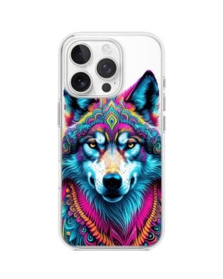 Etui do iPhone 16 Pro przeźroczyste, silikonowe Flexi, Dzika Mandala, Wilk