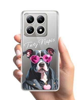 Etui do Xiaomi 14T przeźroczyste, silikonowe Flexi, Puppy Love, pies rasy Amstaff