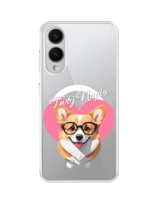 Etui do Samsung Galaxy S25 Edge z MagSafe przeźroczyste, silikonowe Flexi, Puppy Love, pies rasy Corgi