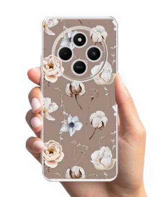 Etui do Xiaomi POCO C75 przeźroczyste, silikonowe Flexi, akwarelowe kwiatki