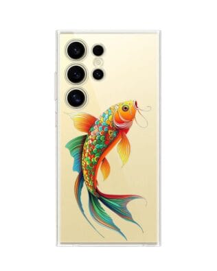 Etui do Samsung Galaxy S24 Ultra przeźroczyste, silikonowe Flexi, Dzika Mandala, Złota ryba