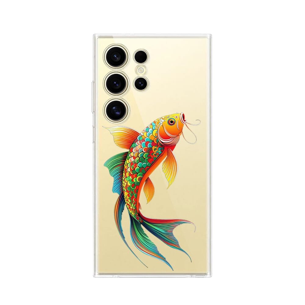 Etui do Samsung Galaxy S24 Ultra przeźroczyste, silikonowe Flexi, Dzika Mandala, Złota ryba